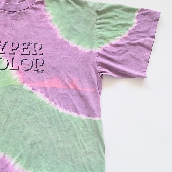 HYPERCOLOR Generra T Shirt L XL Purple Green Tie Dye Vintage 90s Single Stitch - Picture 3 of 4